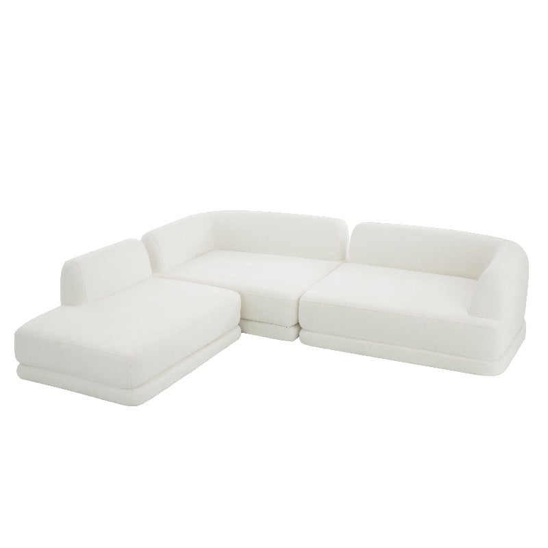Central Sofas L-Shaped Sectional Sofa - 3-Piece Deep Seating with Chaise, Beige